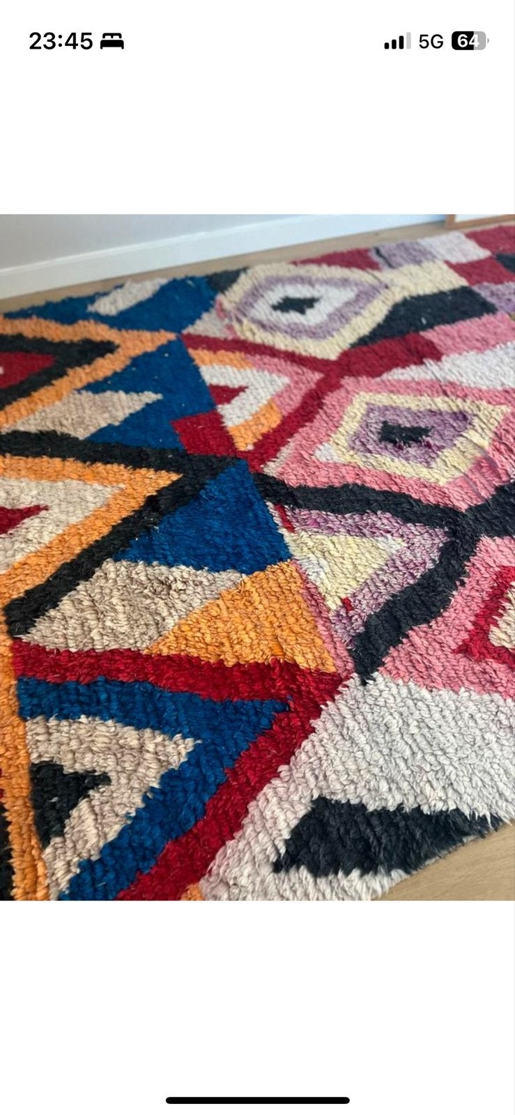 Prachtig wollen Berber vloerkleed - Roze, blauw, oranje, gro, Huis en Inrichting, Berber kleurrijk, 150 tot 200 cm, 200 cm of meer