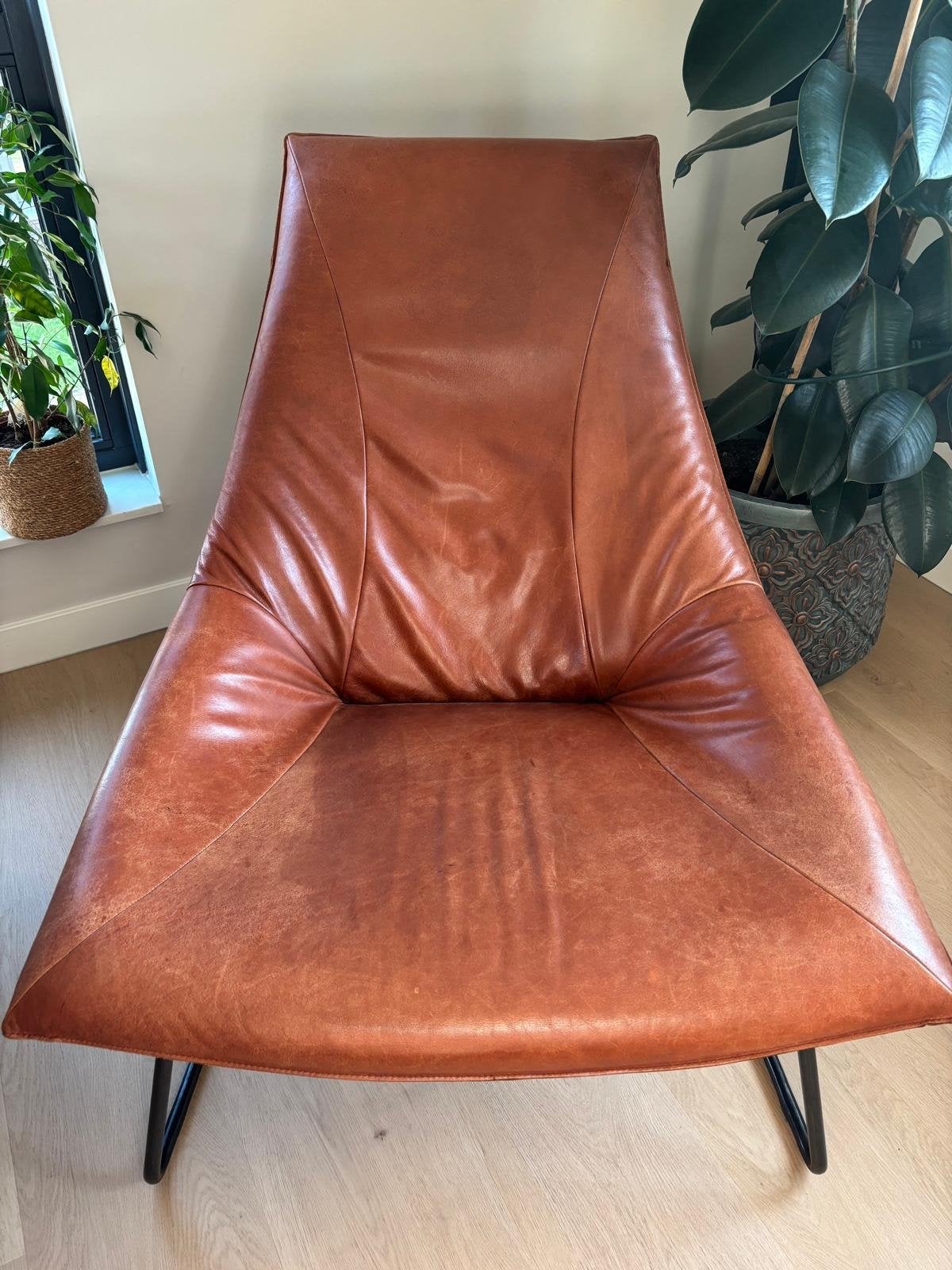 Leren cognac bruine stoel van Jess, Ophalen, Gebruikt, Bruin, Leer