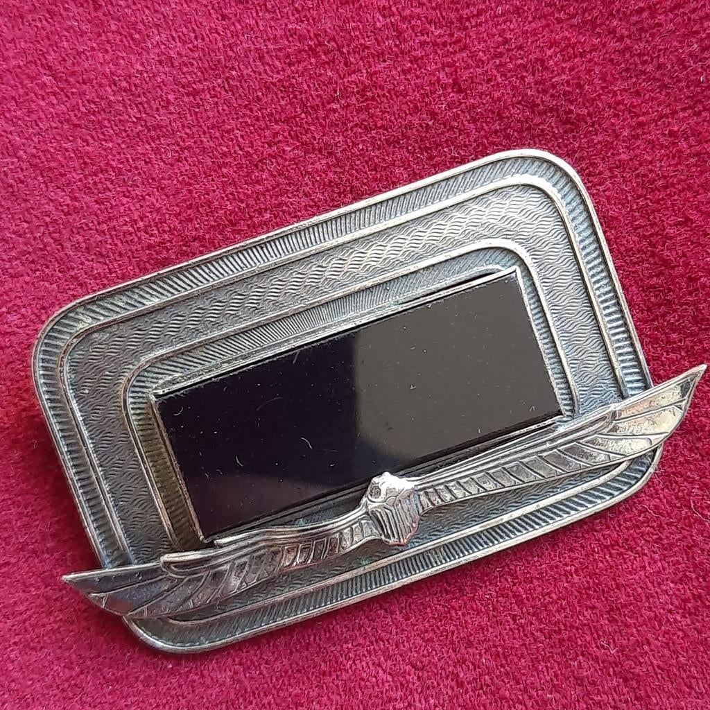 Design Broche ERMANI BULATTI met Onyx, Verzenden, Zo goed als nieuw, Zilver, Overige materialen