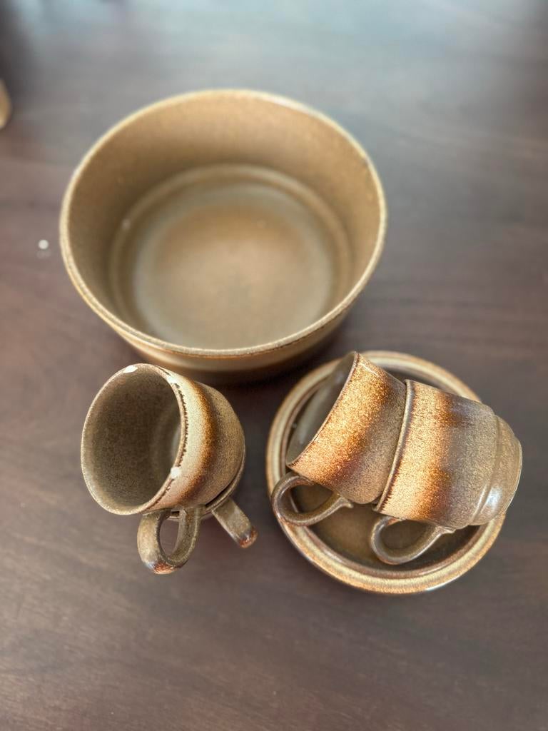 Gerzit Germany koffieset: 4 kopjes, schotels & schaal, Ophalen, Gebruikt, Keramiek, Overige stijlen