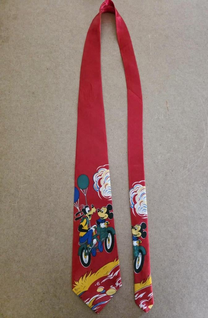 Vintage Disney stropdas Chatelaine, Mickey,Goofy,motor,izgst, Verzamelen, Disney, Zo goed als nieuw, Kleding of Textiel, Mickey Mouse