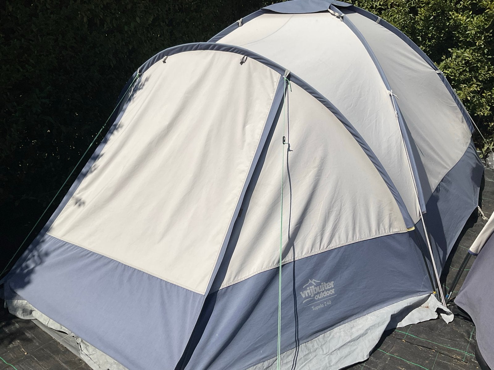 Vrijbuiter katoenen tent 2 persoons - blauw/beige, Ophalen, Gebruikt, Tot en met 2