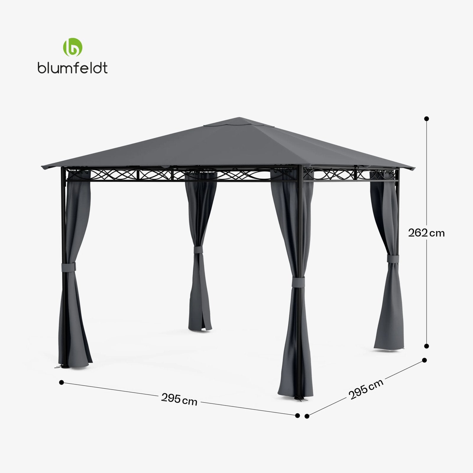 Blumfeldt Mondo 3x3 Paviljoen - Grijs, Minder dan 4 meter, Nieuw, Paviljoen, 2 meter of meer