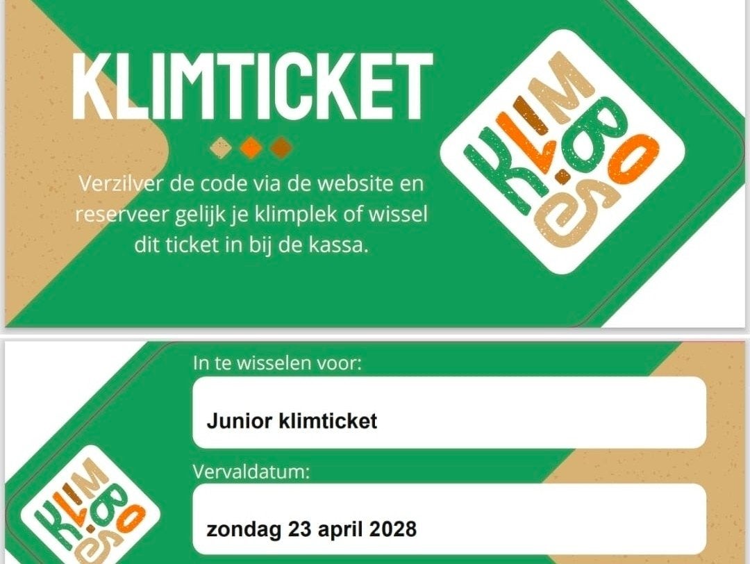 E-ticket Klimbos., Tickets en Kaartjes, Eén persoon, Kortingskaart