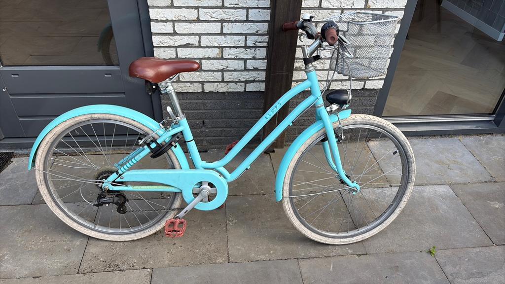 Leuke turquoise kinderfiets/meisjes fiets met mandje 24”, Fietsen en Brommers, Fietsen | Meisjes, Ophalen, Gebruikt, 24 inch, Versnellingen