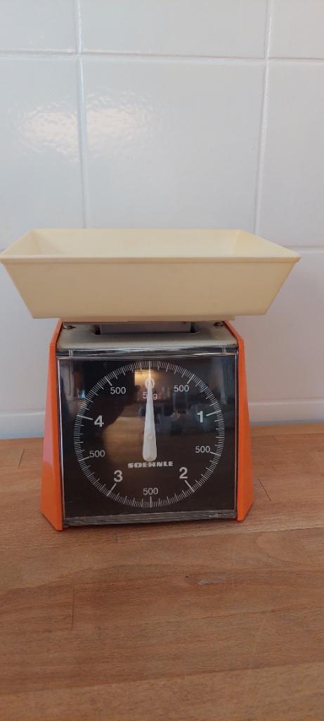 Retro weegschaal soehnle werkend vintage oranje wit ., Ophalen of Verzenden, Overige typen