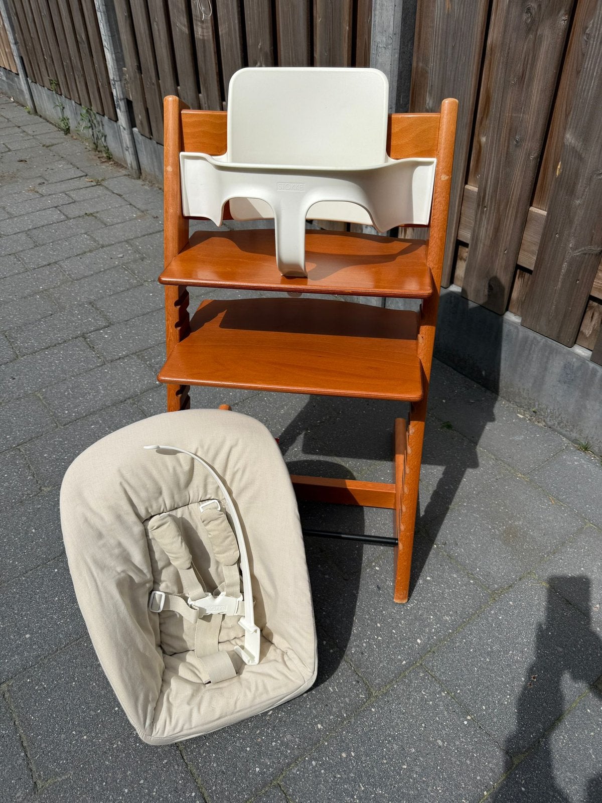 Complete stokke tripp trapp kersen hout newborn babyset, Kinderen en Baby's, Kinderstoelen, Ophalen, Zo goed als nieuw, Meegroeistoel