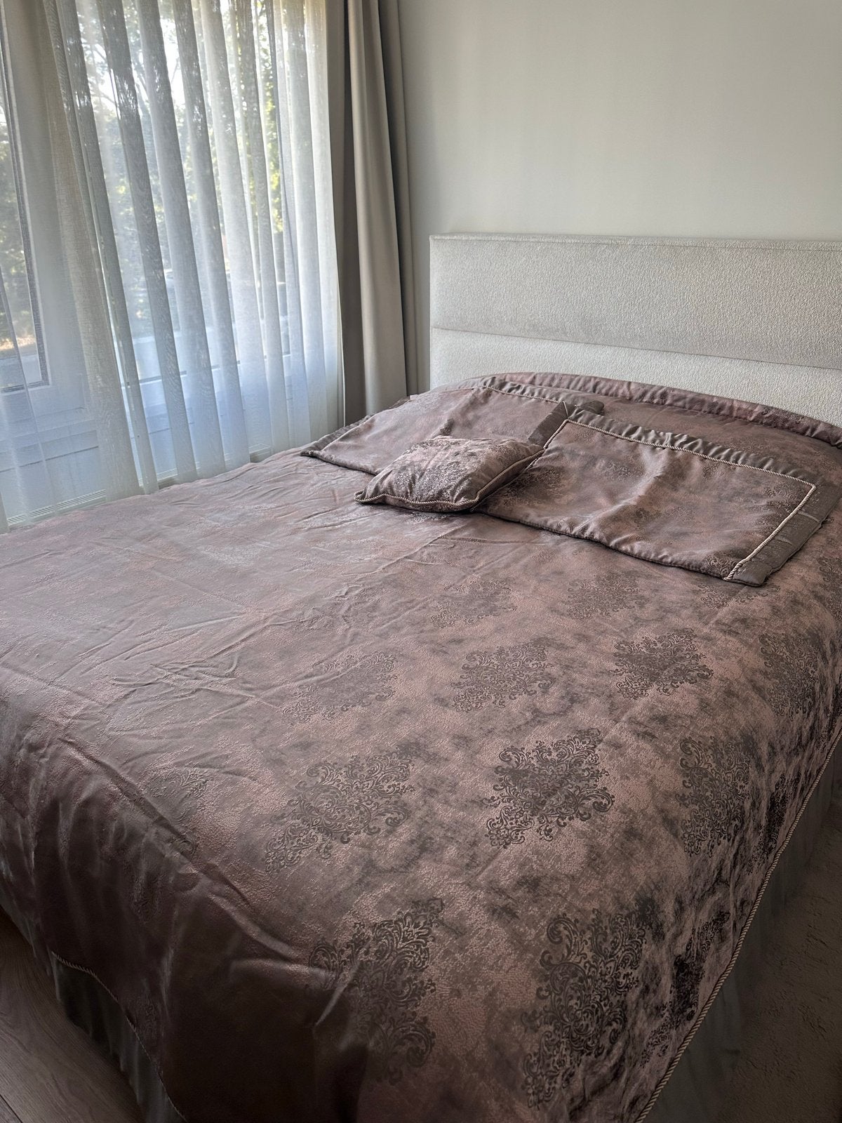 Vintage Bedsprei 2-persoons met kussens, Bruin, Ophalen of Verzenden, Overige merken, Polyester