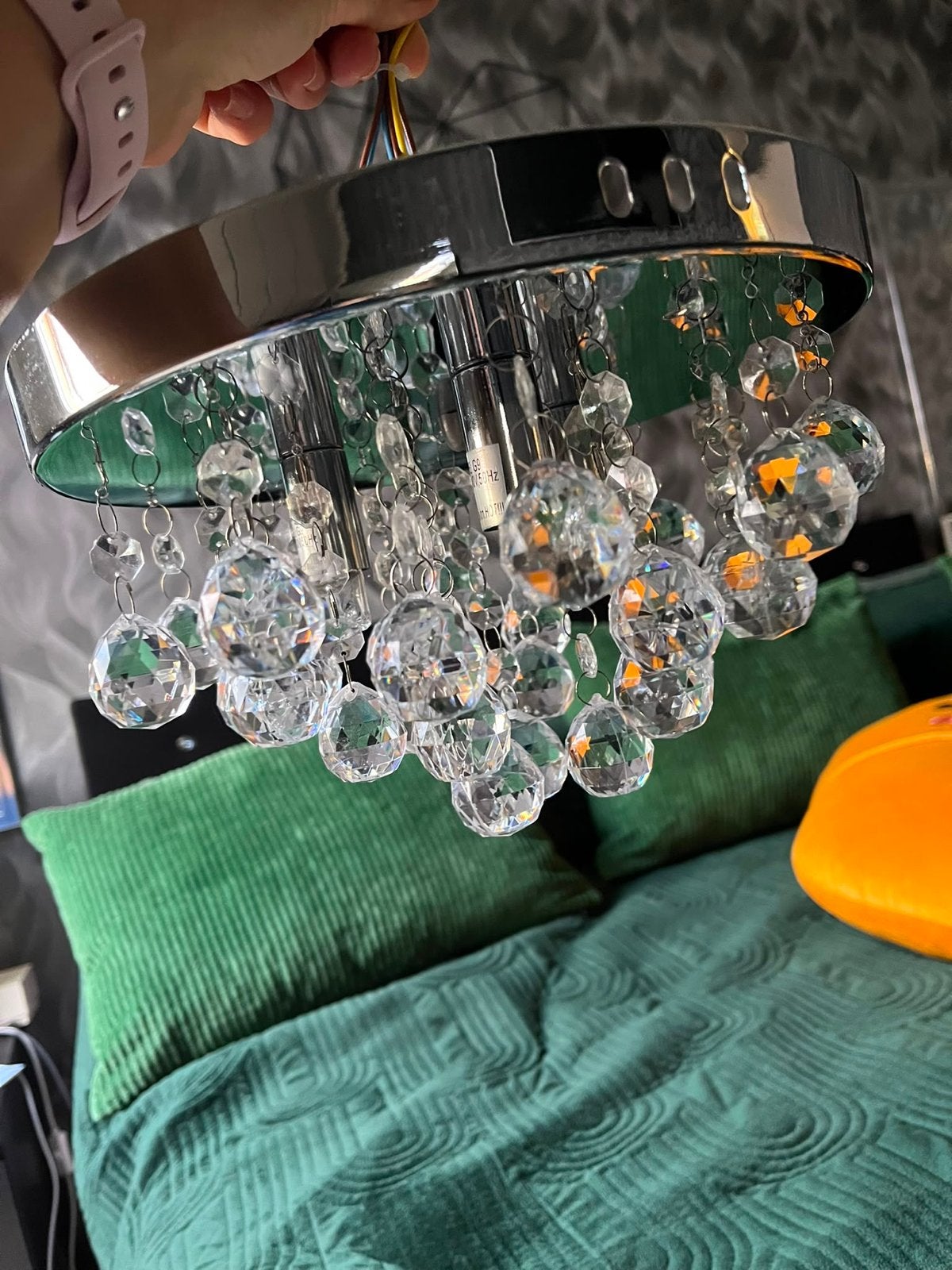 Moderne Kristallen Plafondlamp - Chique en Stijlvol, Ophalen, Zo goed als nieuw, Metaal, Overige fittingen