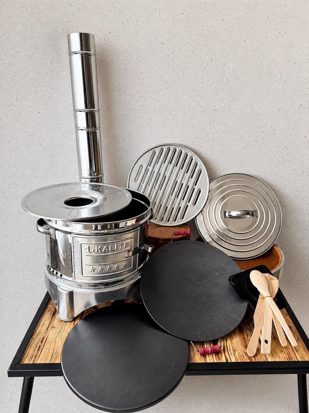 Houtskool & Houtvuur Kookset – Ideaal voor Thuis en Camping, Ophalen of Verzenden, Nieuw