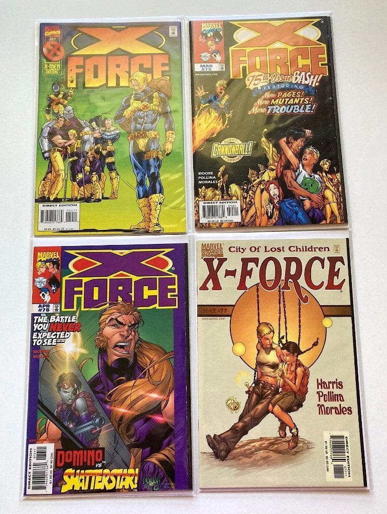 4 x X-Force Comics #44, 75, 76, 77 (Marvel Comics 1991), Meerdere comics, Ophalen, Nieuw, Amerika