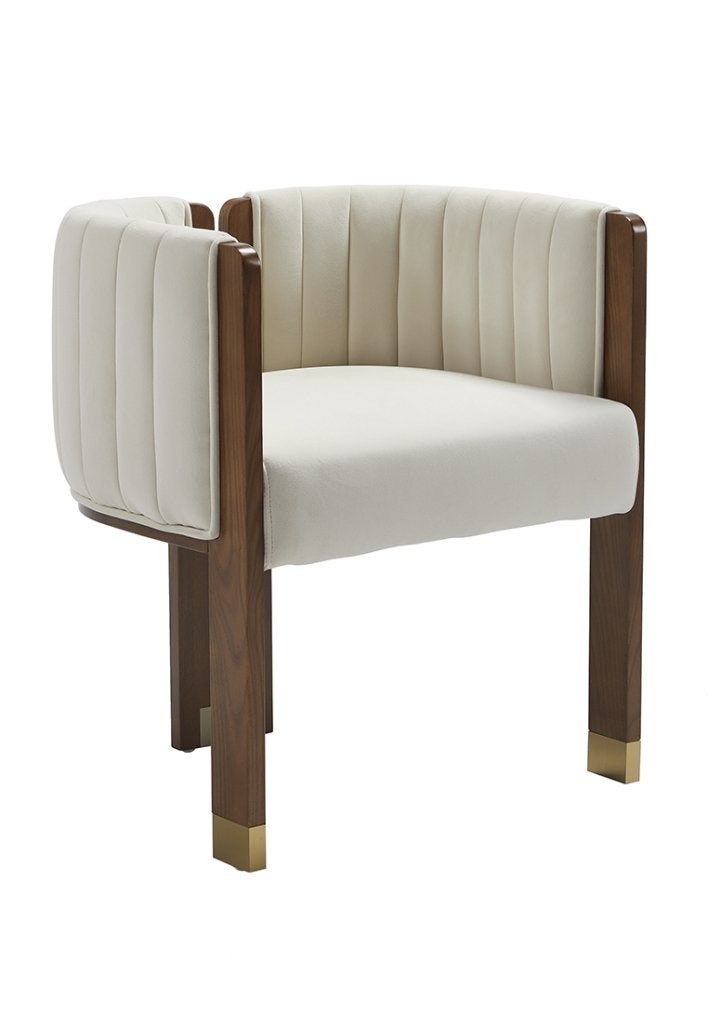 OHNO Furniture Baltimore - Moderne Ronde Stoel - Wit/Beige, Niet ingevuld, Hout, Wit, Niet ingevuld