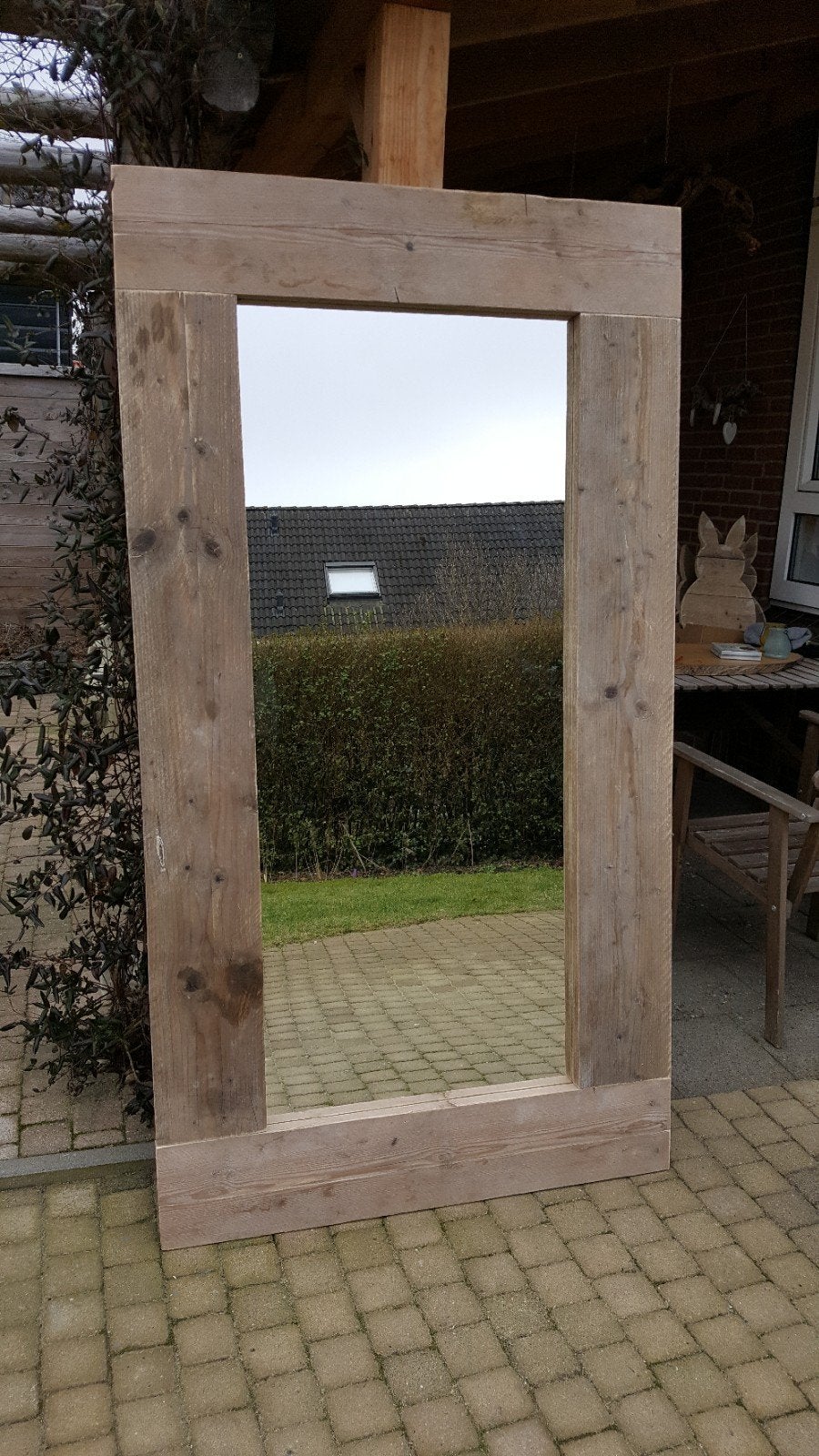 Spiegel steigerhout, Huis en Inrichting, Ophalen, Nieuw, Rechthoekig, Minder dan 100 cm