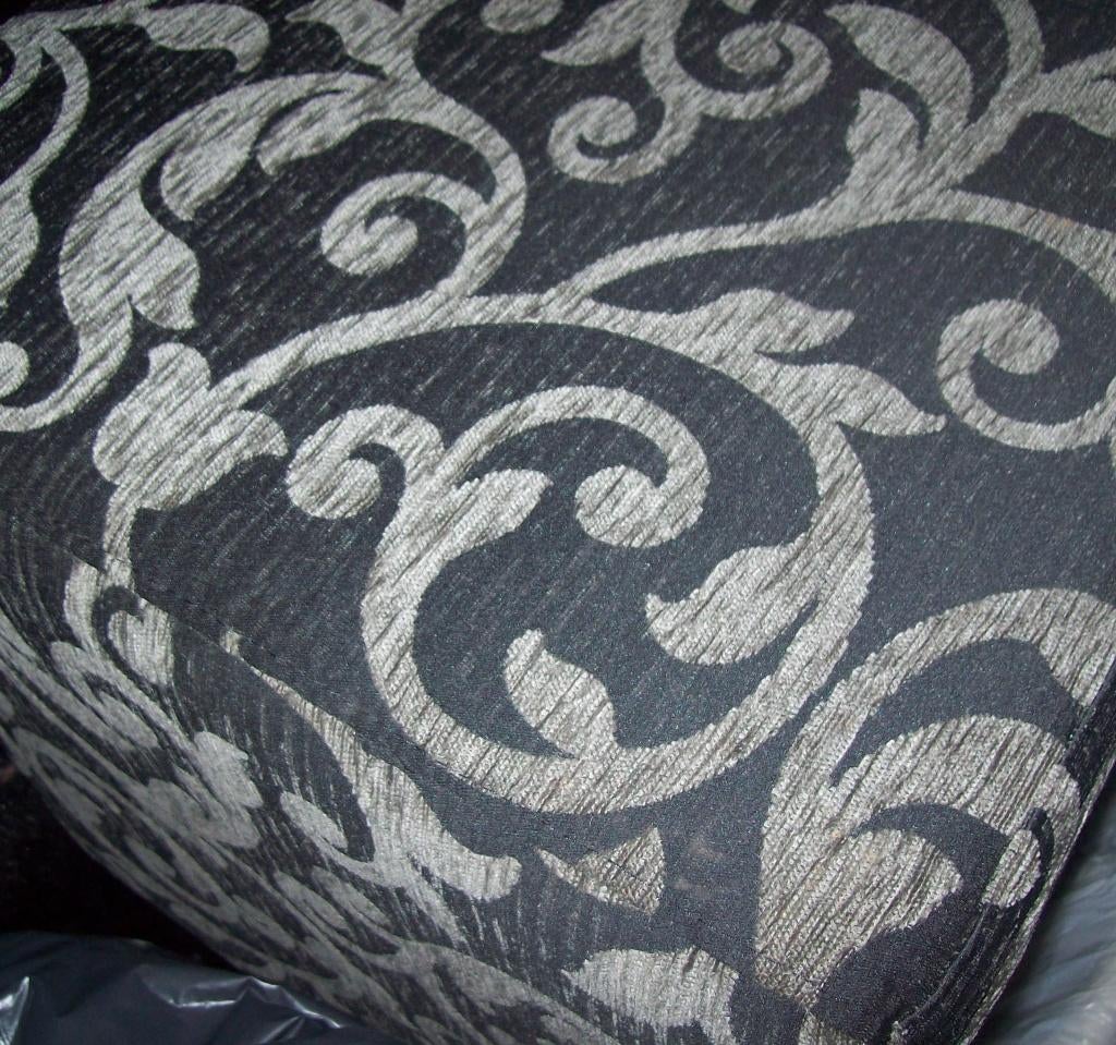 Poef vierkant grijs barok houten pootjes, Ophalen, Minder dan 50 cm, Barok, Vierkant
