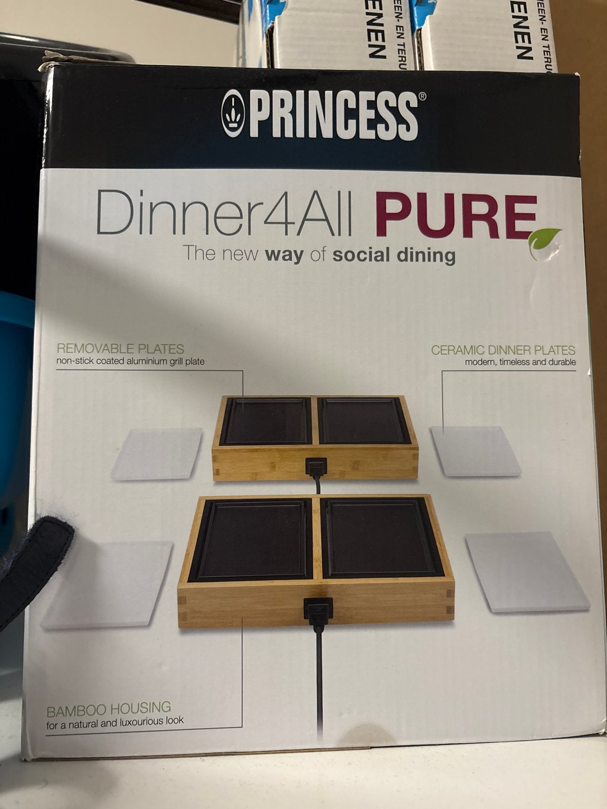 Princess Dinner4All Pure - Raclette/Grillset Bamboe, Ophalen, Grill, 4 kookzones, Zo goed als nieuw