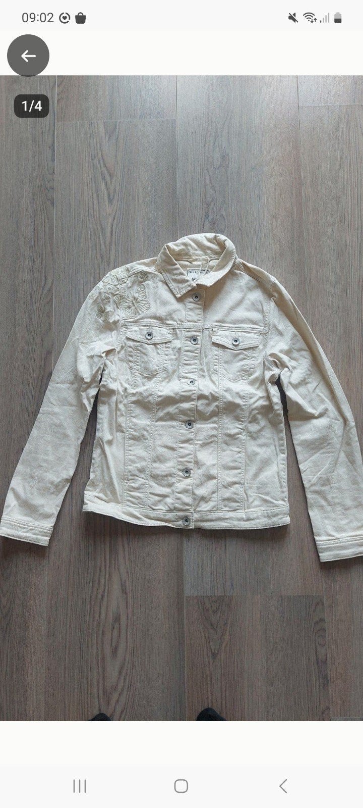 Crèmekleurig spijkerjasje met vlinderborduurwerk, Meisje, Full of Smiles Denim, Ophalen of Verzenden, Zo goed als nieuw