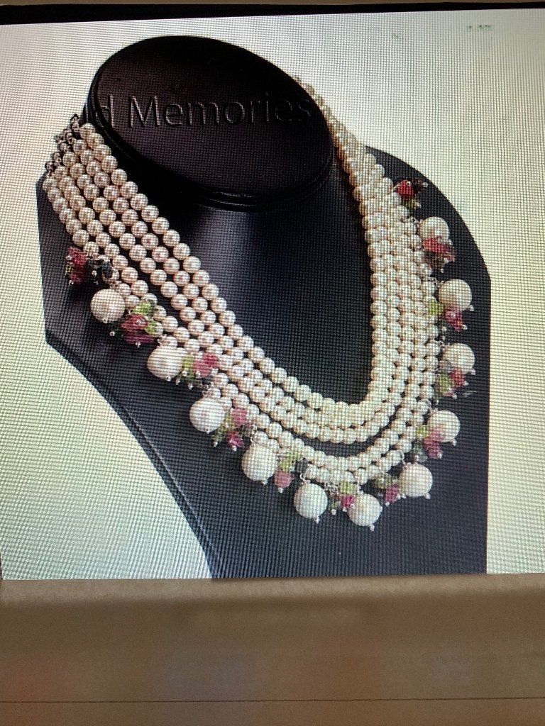 Chique Antieke Parel Collier 5 rijen, Wit, Nieuw, Ophalen of Verzenden, Met edelsteen