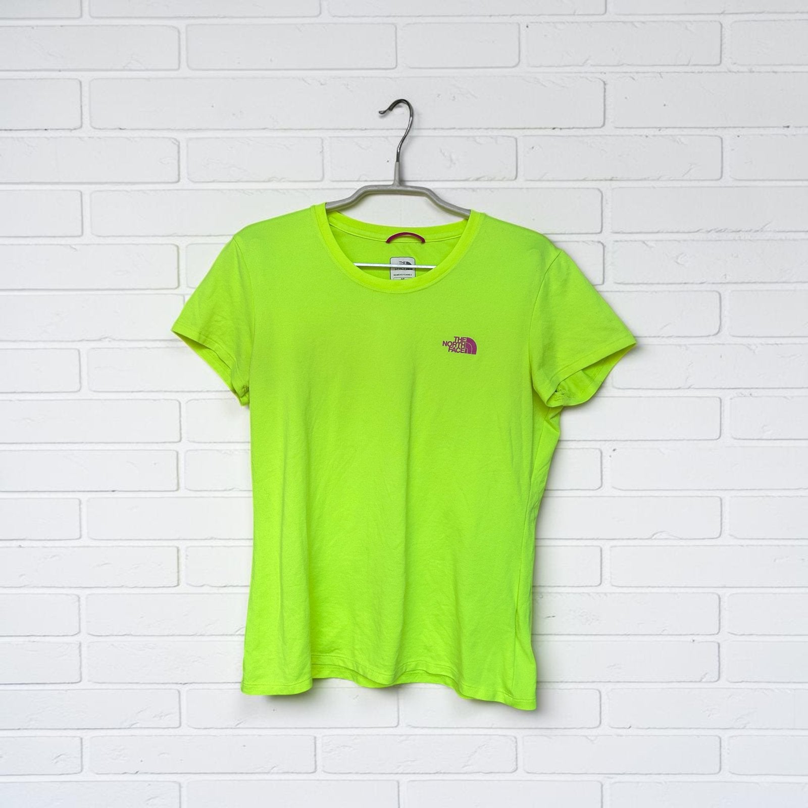 The North Face T-Shirt Maat S Neon Groen Logo Gym Wear, N, Verzenden, Zo goed als nieuw, Korte mouw