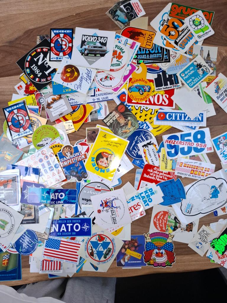 Grote verzameling vintage stickers, Ophalen of Verzenden, Zo goed als nieuw, Bedrijf of Vereniging