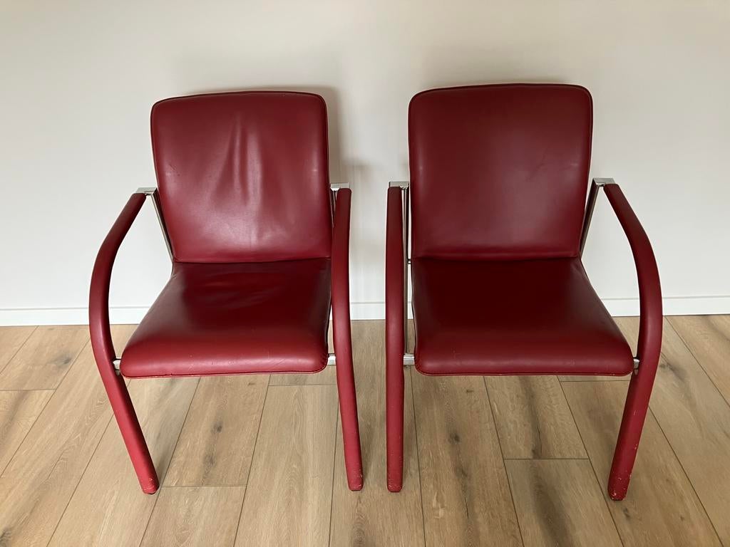 2 Leolux Cimaronne eetkamerstoelen, Ophalen, Modern design, Gebruikt, Twee