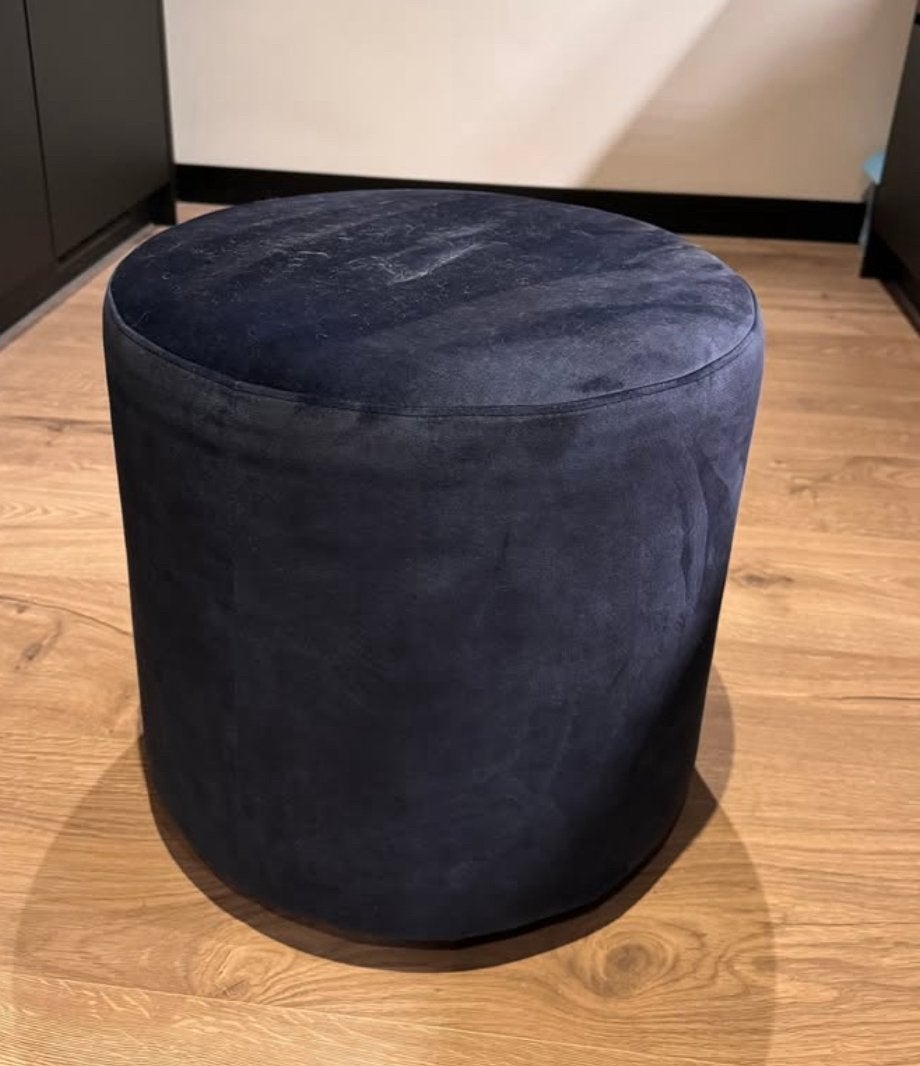 Velvet poef donkerblauw - Juntoo ø45xH46, Ophalen, Minder dan 50 cm, Rond, Minder dan 50 cm