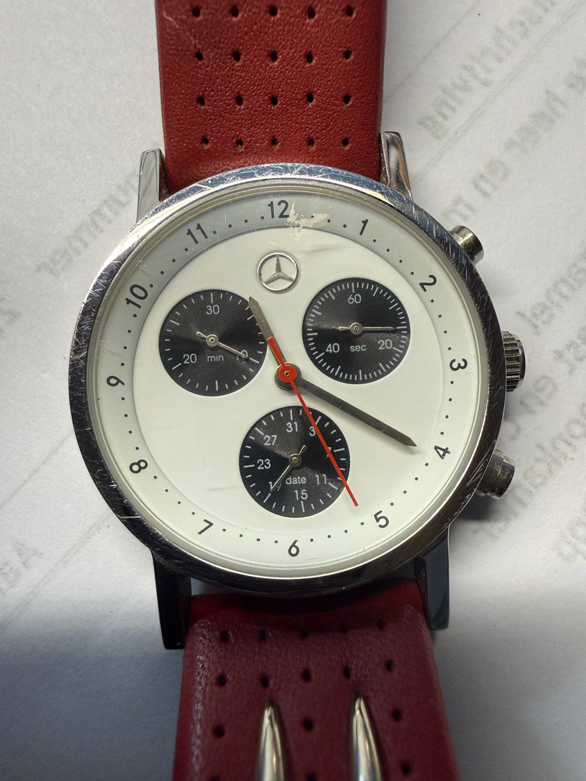 Mercedes-Benz SLK Quartz Chrono Polshorloge, Sieraden, Tassen en Uiterlijk, Horloges | Heren, Gebruikt, Polshorloge, Overige merken