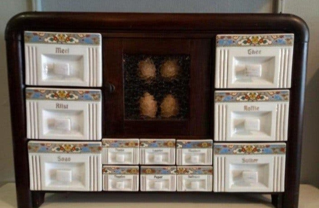 Brocante kruidenkastje - vintage keukenkastje, B, Hout, C, A