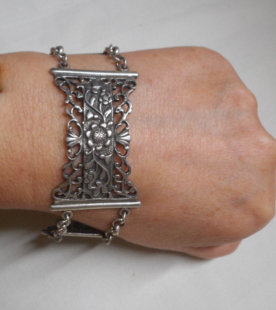 Zilveren antieke armband nr.1501, Sieraden, Tassen en Uiterlijk, Verzenden, Zilver, Armband