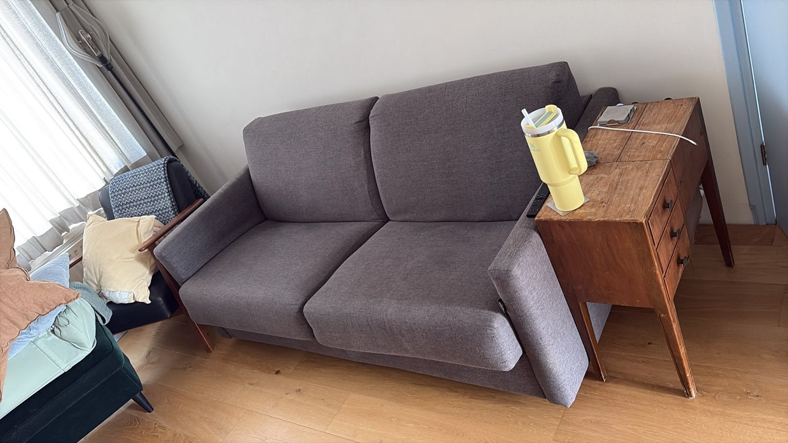 Gratis Bank / slaapbank met 140cm mattras, Huis en Inrichting, Banken | Bankstellen, Ophalen, Gebruikt, Tweepersoons, Stof