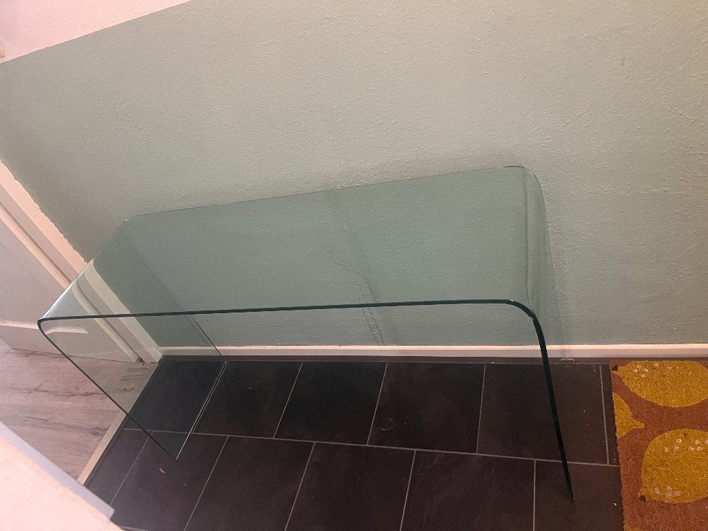 Mooie glazen sitetable, Ophalen, 100 tot 150 cm, Glas, Zo goed als nieuw