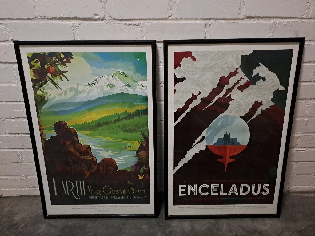 Twee ingelijste NASA posters, Visions of the Future, Verzamelen, Ophalen, A1 t/m A3, Overige onderwerpen