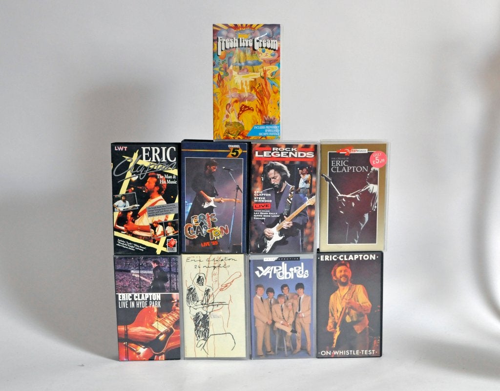 Eric Clapton VHS banden 9 stuks., Gebruikt, Alle leeftijden, Muziek en Concerten, Ophalen of Verzenden
