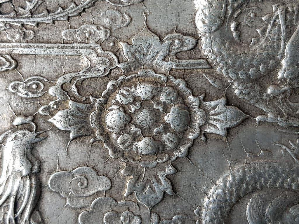 Prachtig antiek Chinees schaaltje van zilverbrons 14,6 cm., Antiek en Kunst, Zilver, Ophalen of Verzenden, Handgemaakt, Brons