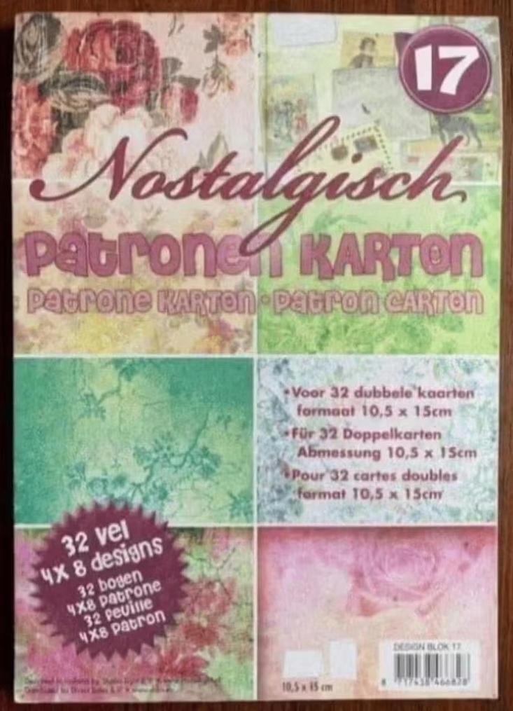 Patronen karton nostalgisch; 4x 8 designs; 32 dubbele kaart, Hobby en Vrije tijd, Ophalen of Verzenden, Nieuw, Overige thema's