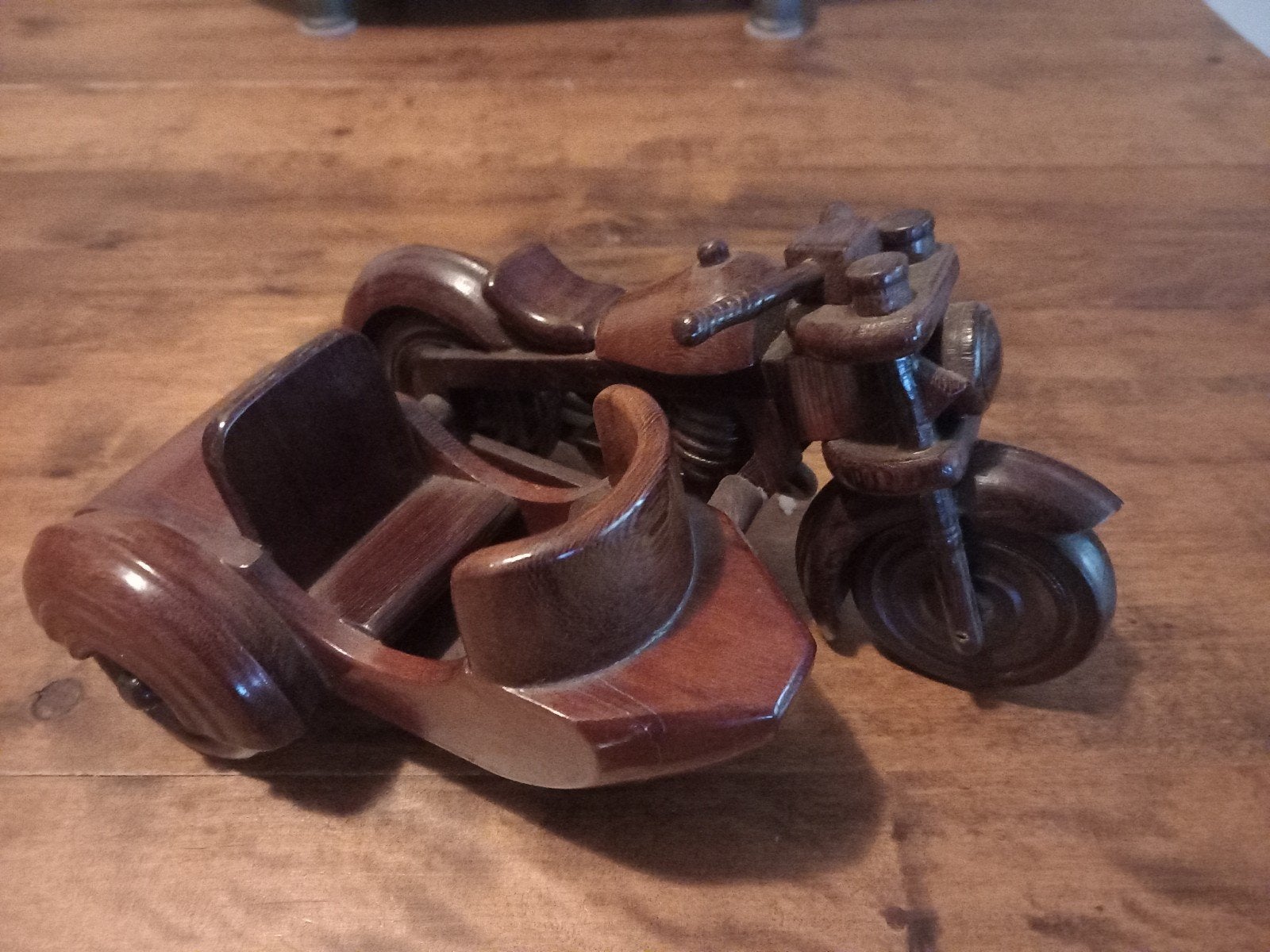 Harley Davidson motor zijspan - Erg fraai houten model, Ophalen of Verzenden