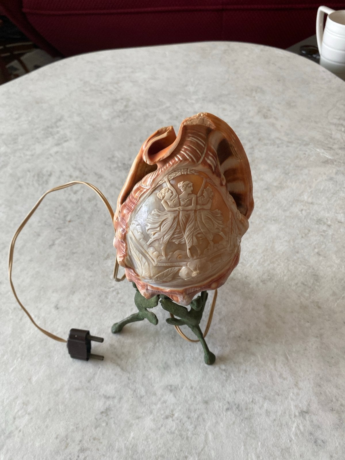 Vintage Schelpenlamp met Dansende Figuren, Ophalen of Verzenden