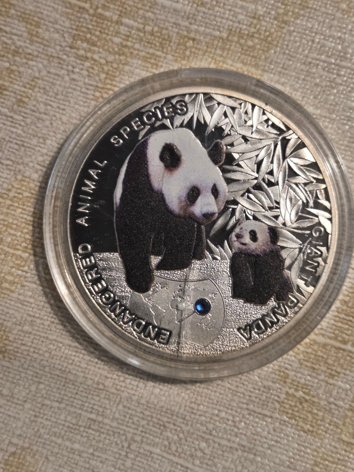 Zambia 1000 Kwacha 2014 Panda Zilverenkleurige, Postzegels en Munten, Munten | Azië, Ophalen of Verzenden, Zuid-Azië, Losse munt