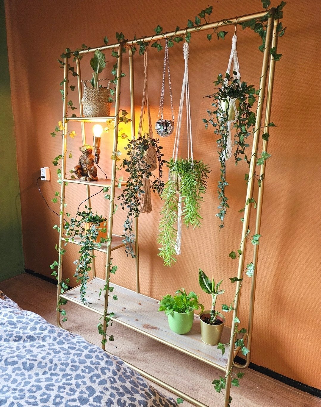 gouden kledingrek plantenrek, Huis en Inrichting, Ophalen, Gebruikt