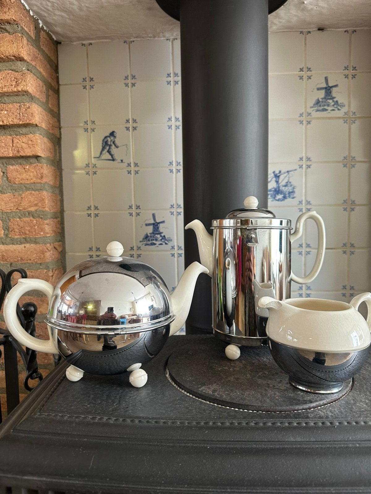 Vintage set koffiepot, Ophalen, Zo goed als nieuw, Overige materialen, Pot, Bus of Blik