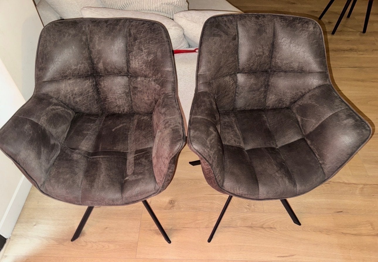 2 Rivièra Maison eetkamerstoelen bruin, Huis en Inrichting, Ophalen, Gebruikt, Twee, Bruin