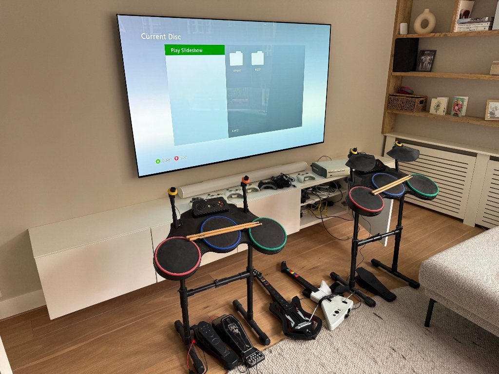 Xbox 360 + complete Guitar Hero-set, Ophalen, Muziek, Gebruikt, 3 spelers of meer