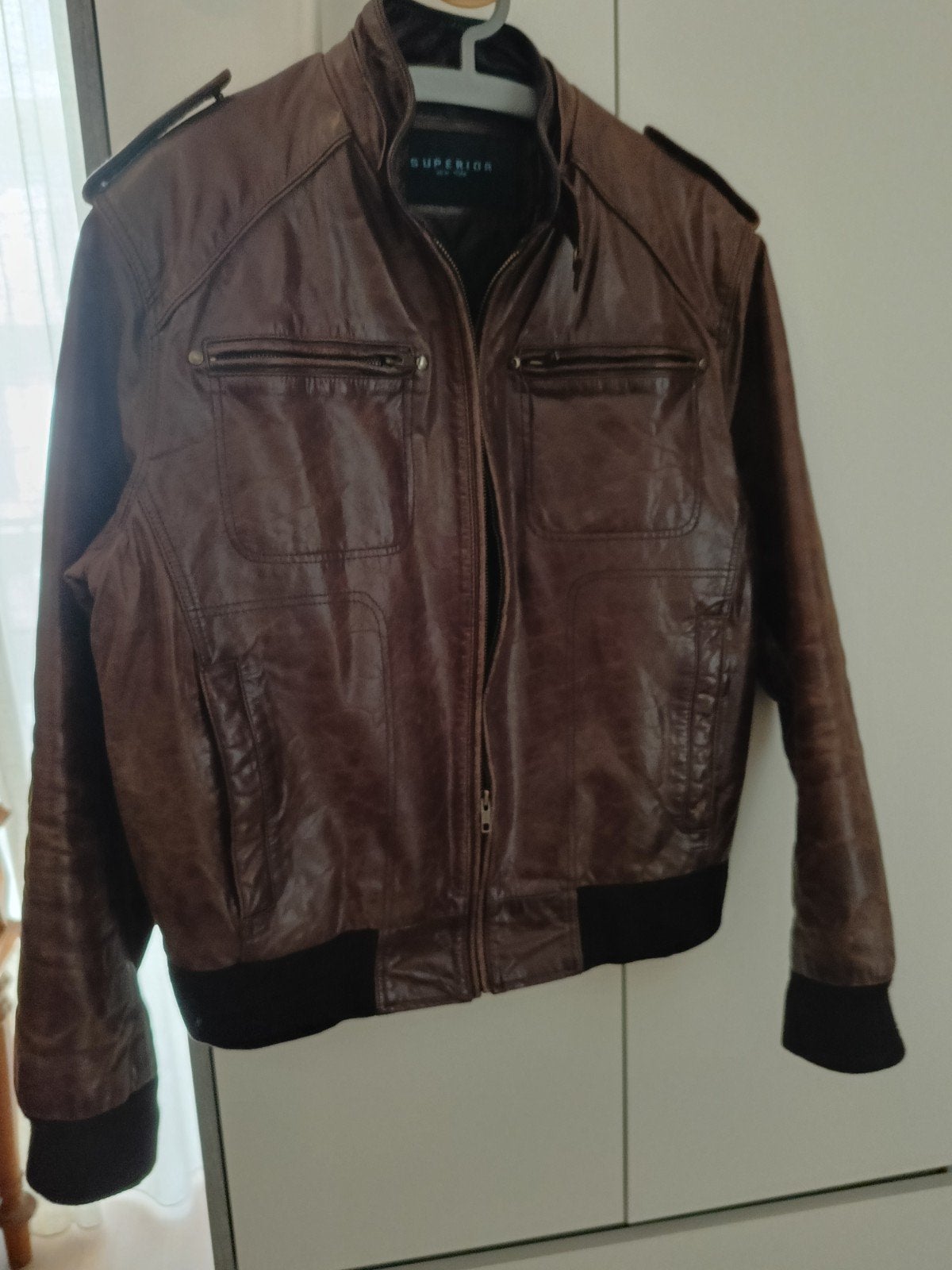 Heren Leren Jas - Superior New York - Maat S/M, Kleding | Heren, Maat 52/54 (L), Bruin, Ophalen of Verzenden, Zo goed als nieuw
