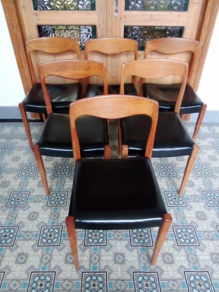 Set van zes Niels Otto Møller stoelen, Huis en Inrichting, Stoelen, Ophalen, Vijf, Zes of meer stoelen