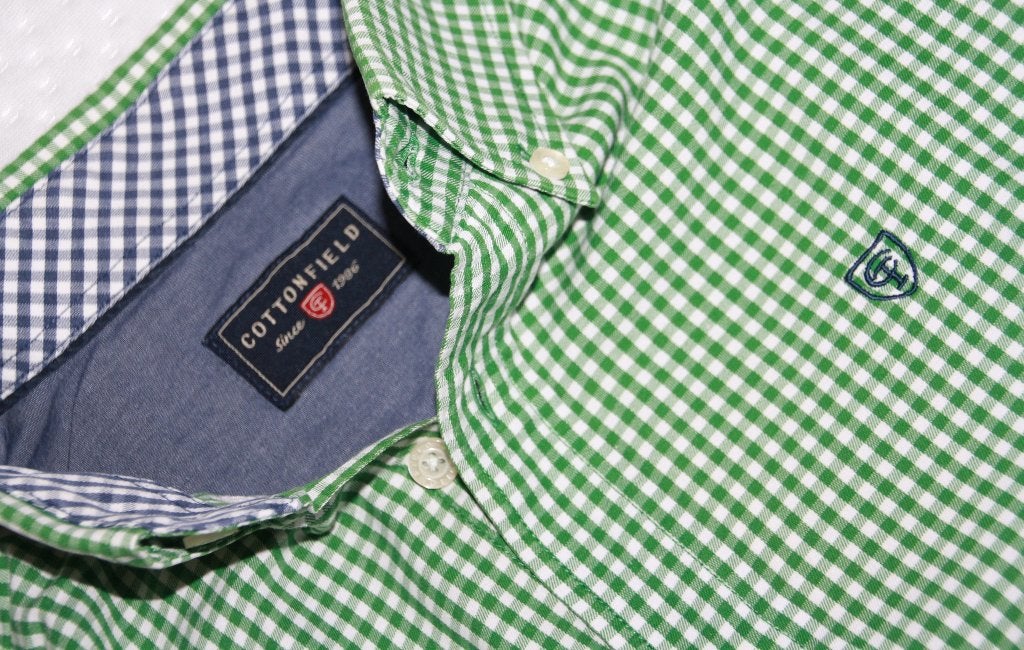 NIEUW Cottonfield blouse overhemd groen geruit maat M, Kleding | Heren, Nieuw, Cottonfield, Groen, Halswijdte 39/40 (M)