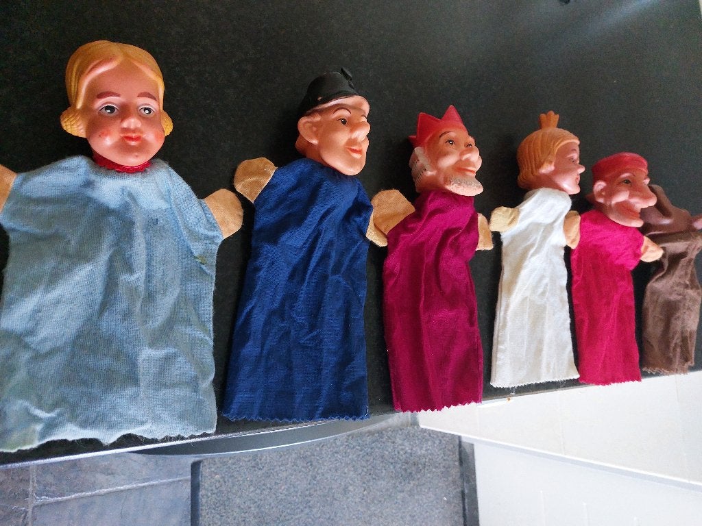 6 oude poppenkast poppen uit de 70/80-er jaren, Verzamelen, Ophalen, Gebruikt, Pop
