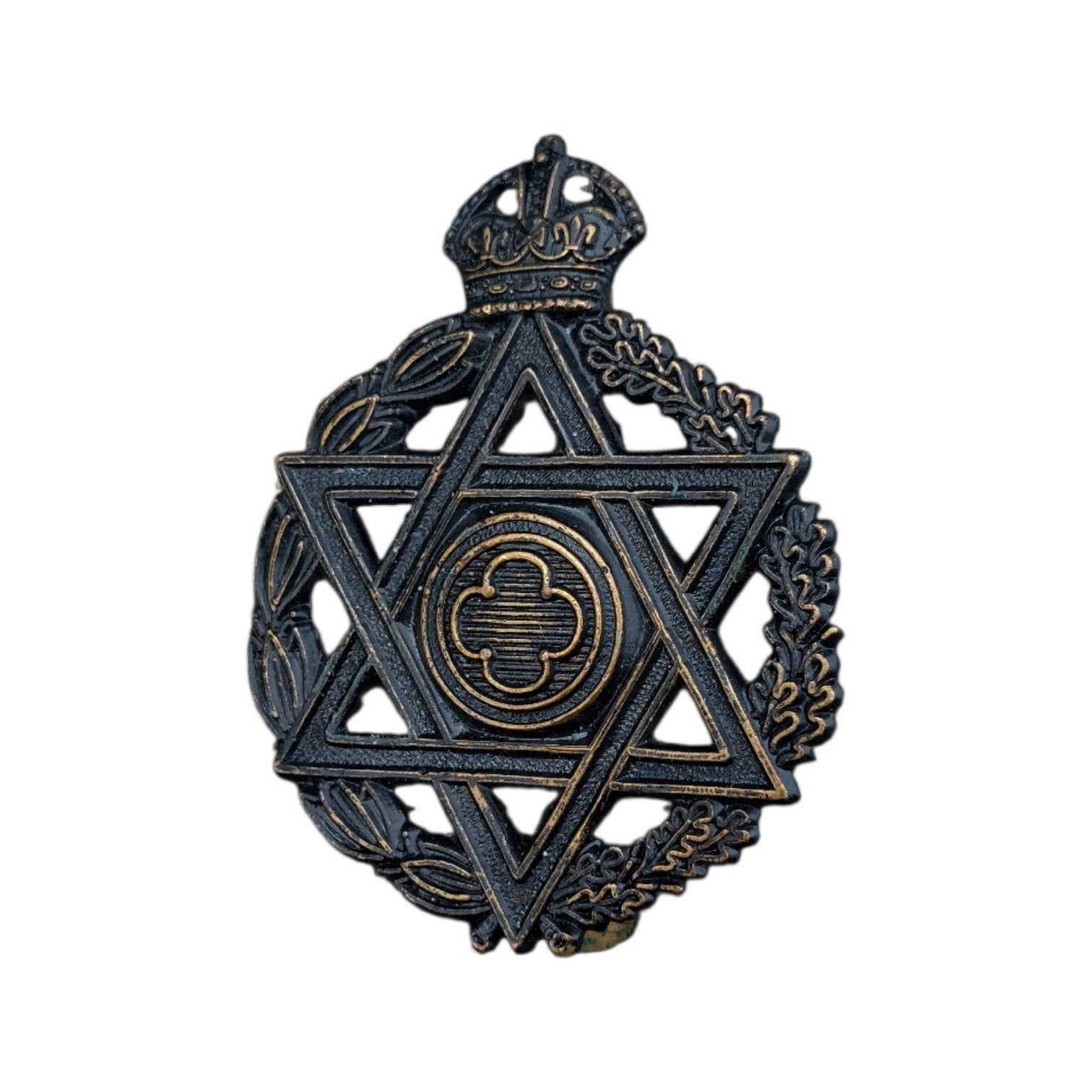 Engels Baretembleem (Capbadge) Jewish Army Chaplain, Ophalen of Verzenden, Landmacht, Engeland, Embleem of Badge