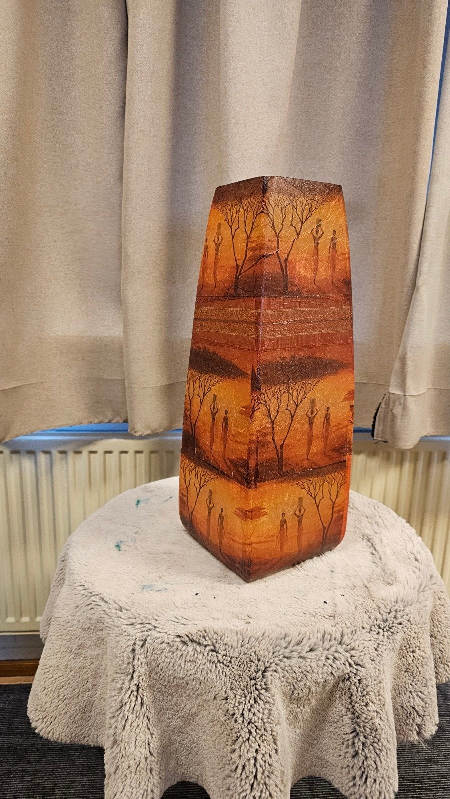 Mooie vaas of windlicht met Afrikaans thema 48x18cm, Ophalen