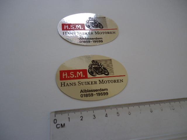 sticker oud Hans Suiker motor HSM motorfiets alblasserdam, Verzamelen, Stickers, Verzenden, Zo goed als nieuw, Bedrijf of Vereniging
