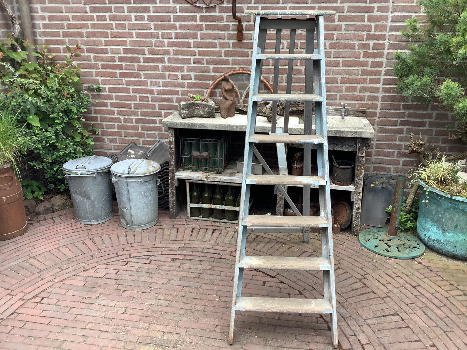 Vintage houten trap/schilderstrap, Ophalen