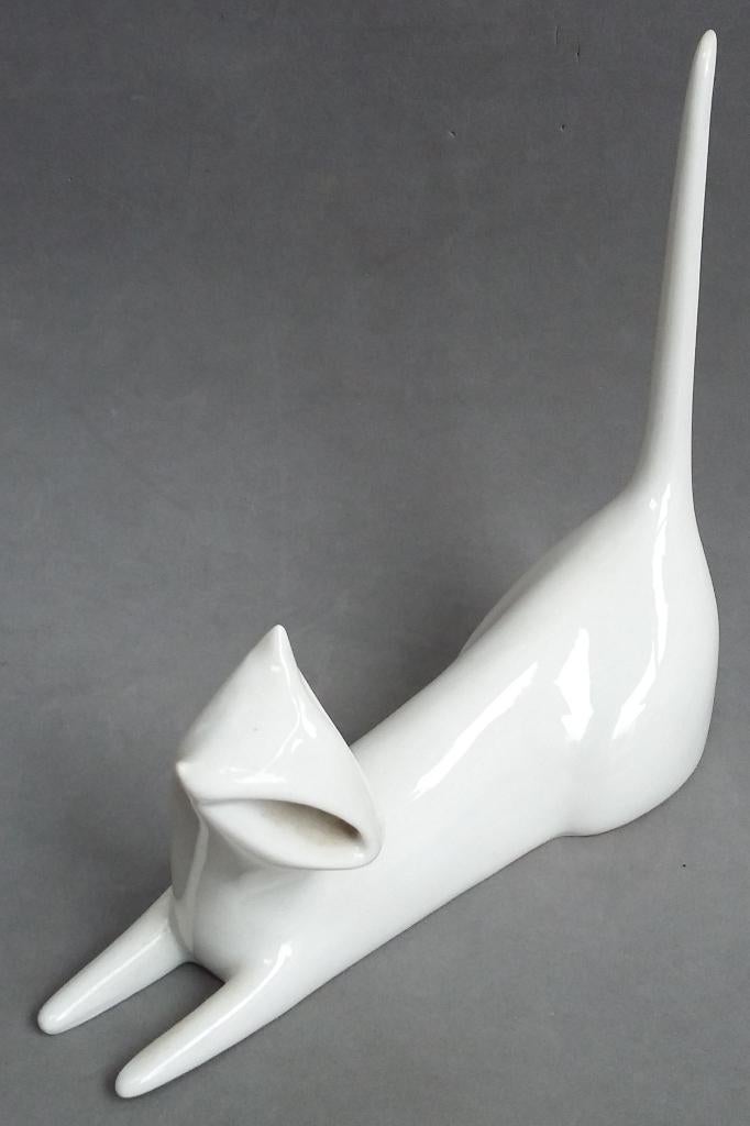 Om 1970 Royal Dux Bohemia Kat Poes Beeld Sculptuur Beeldje, Ophalen of Verzenden